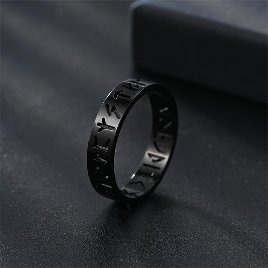 Viking Text Titanium Steel Ring