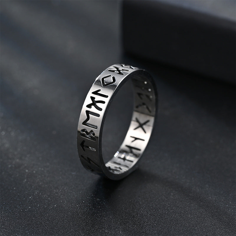 Viking Text Titanium Steel Ring