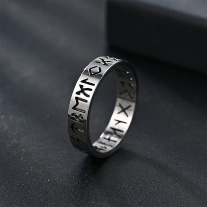 Viking Text Titanium Steel Ring