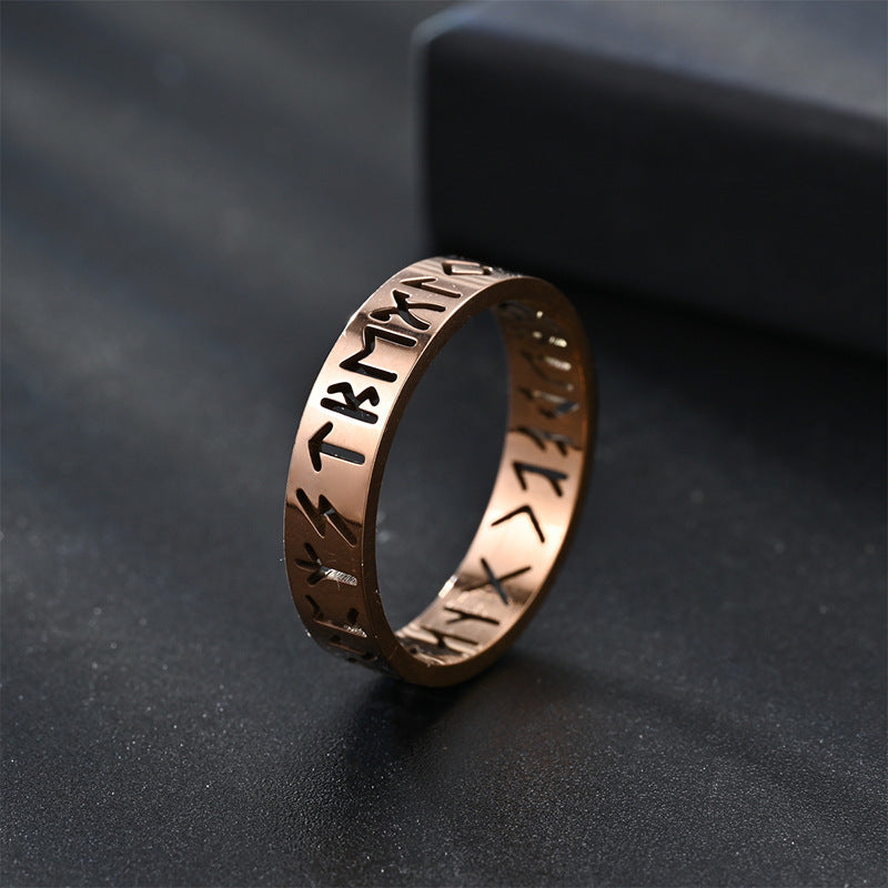 Viking Text Titanium Steel Ring