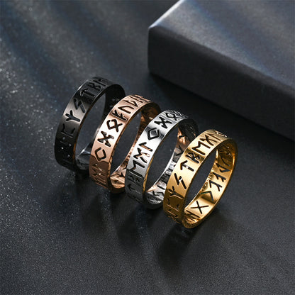 Viking Text Titanium Steel Ring