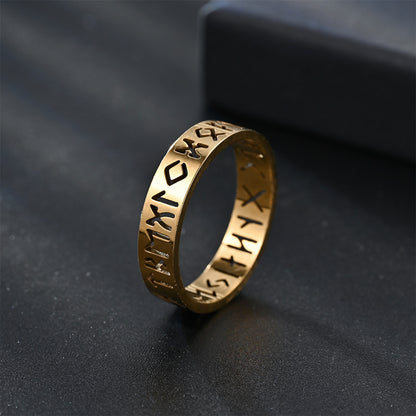 Viking Text Titanium Steel Ring